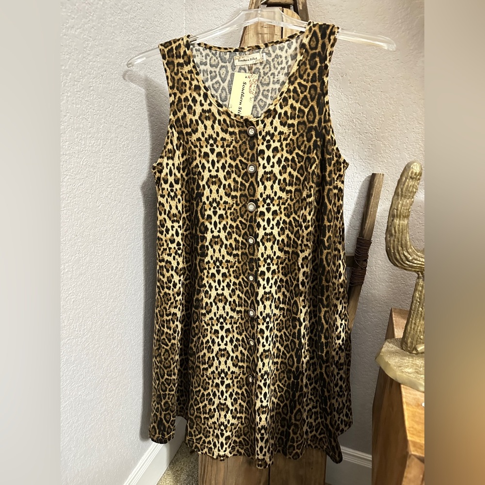Leopard Button down Tank Dress